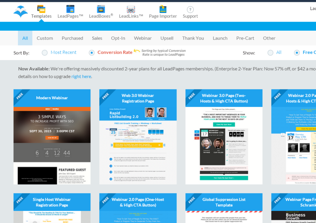 leadpages templates